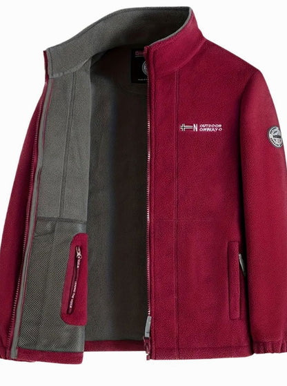 Chaqueta polar outdoor clásica para hombre con cremallera completa y cuello alto