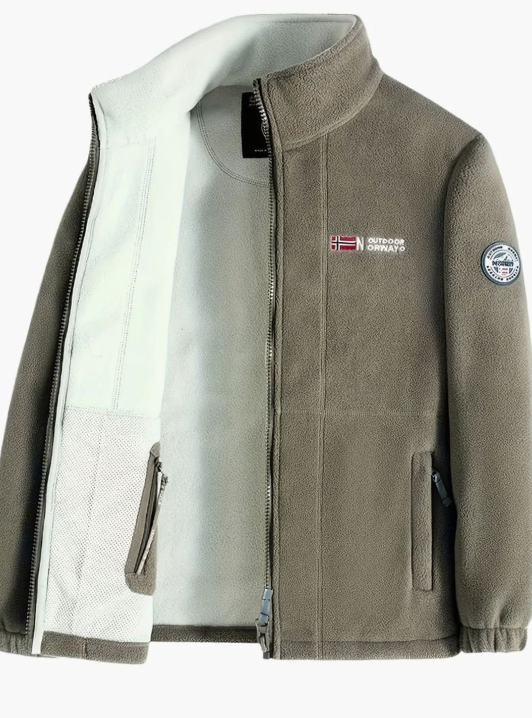 Chaqueta polar outdoor clásica para hombre con cremallera completa y cuello alto