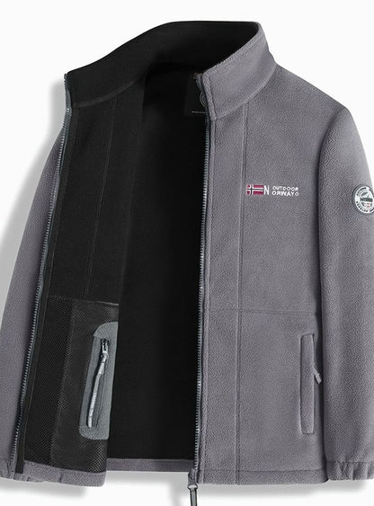Chaqueta polar outdoor clásica para hombre con cremallera completa y cuello alto
