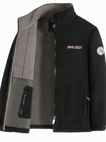 Chaqueta polar outdoor clásica para hombre con cremallera completa y cuello alto