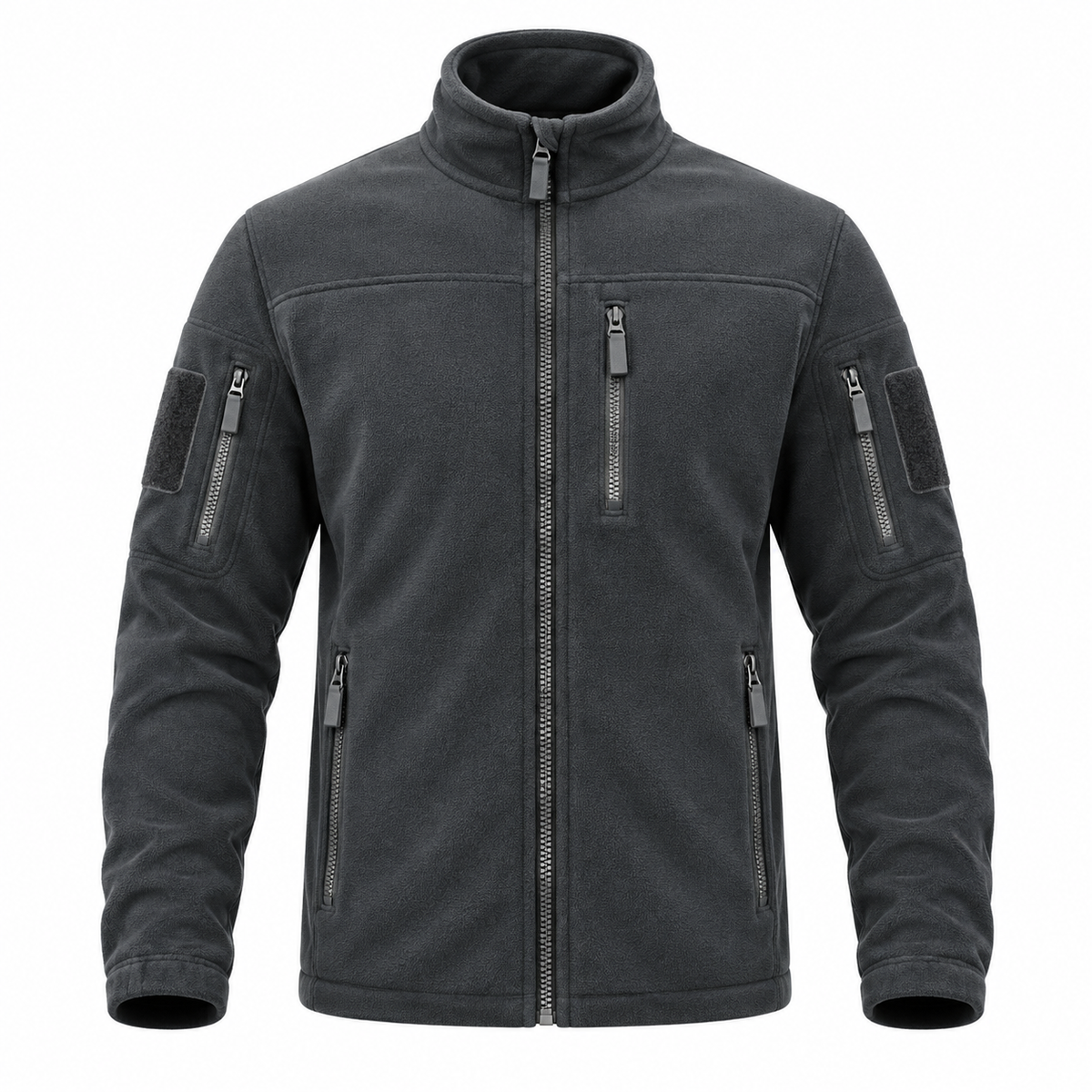 Chaqueta polar para hombre con cuello alto y cremallera completa | Chaqueta clásica con bolsillos de cremallera para uso diario y actividades al aire libre