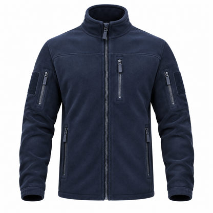 Chaqueta polar para hombre con cuello alto y cremallera completa | Chaqueta clásica con bolsillos de cremallera para uso diario y actividades al aire libre