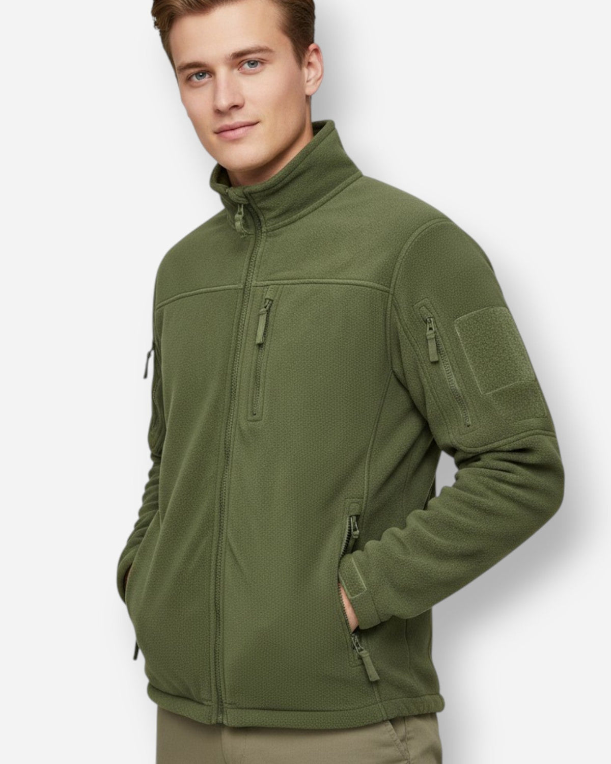 Chaqueta polar para hombre con cuello alto y cremallera completa | Chaqueta clásica con bolsillos de cremallera para uso diario y actividades al aire libre