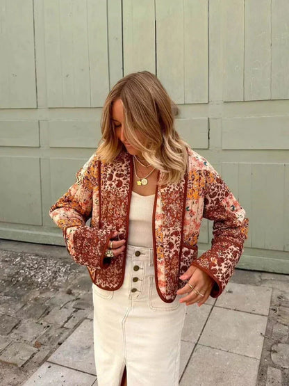Chaqueta reversible de retazos para mujer