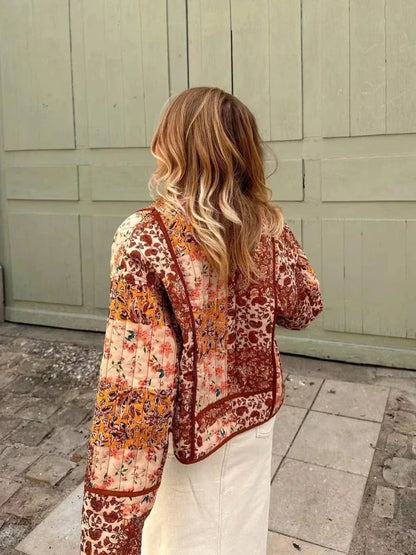 Chaqueta reversible de retazos para mujer