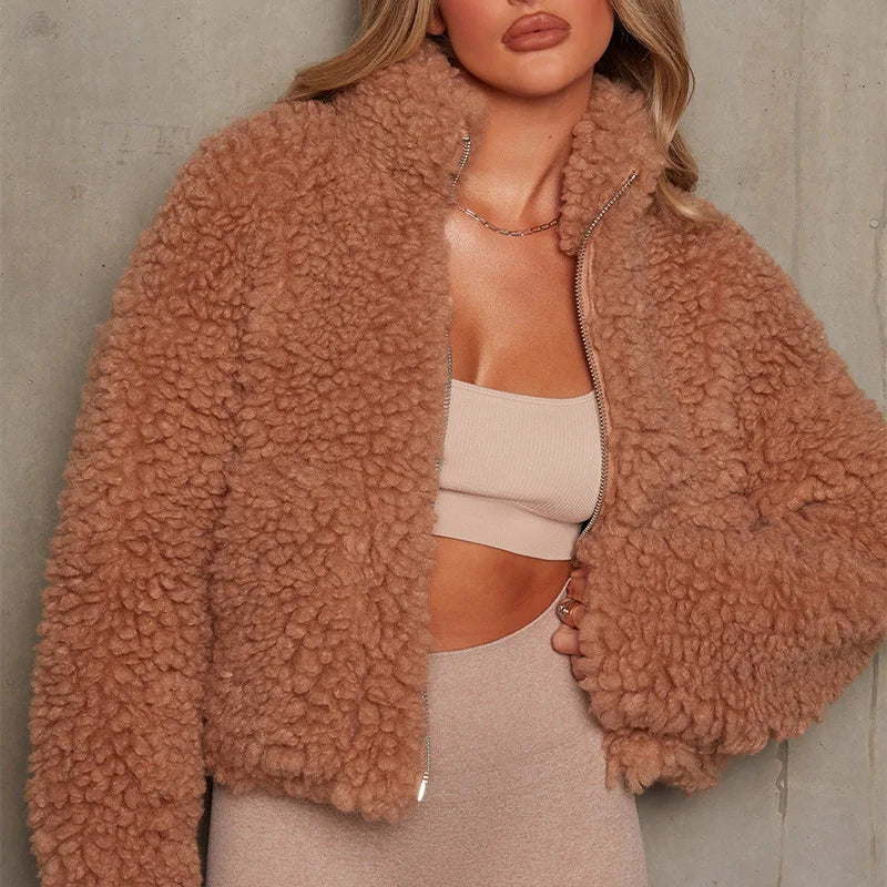 Chaqueta sherpa con cremallera