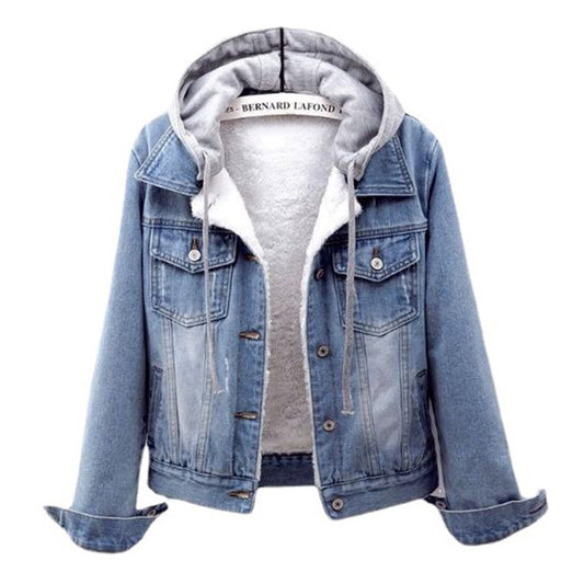 Chaqueta vaquera con capucha de talla grande para otoño