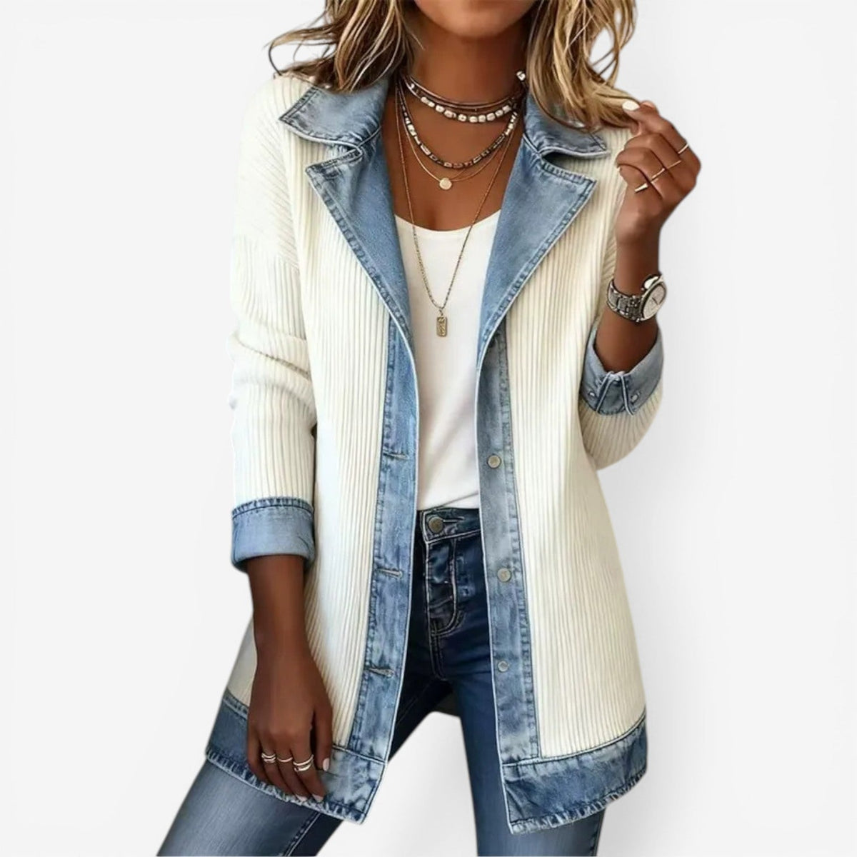 Chaqueta vaquera híbrida para mujer