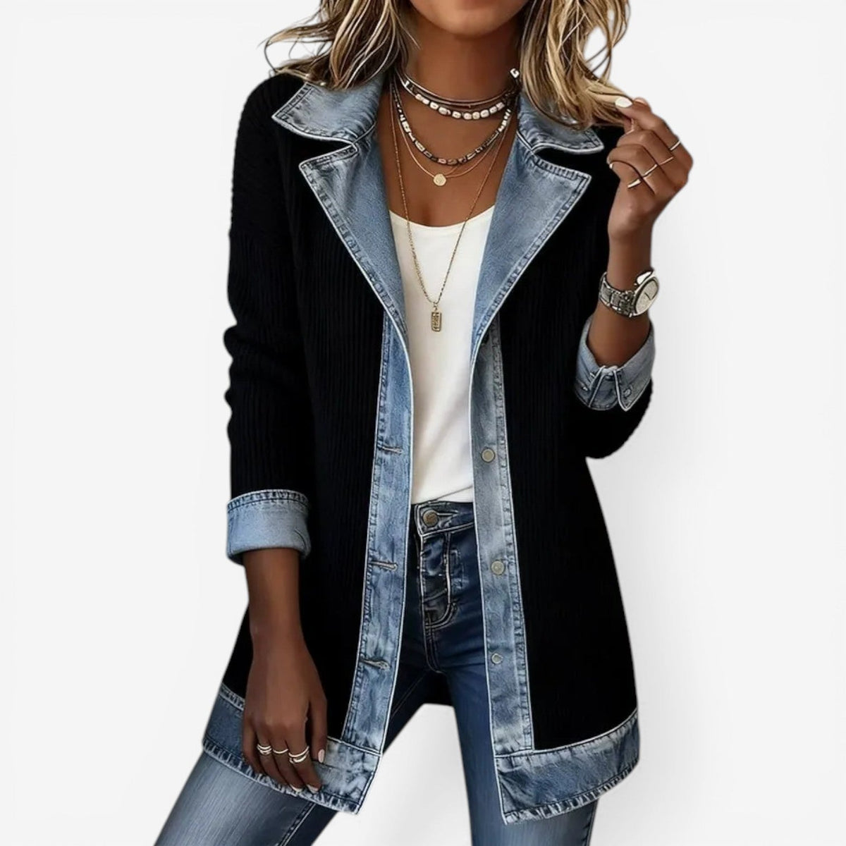 Chaqueta vaquera híbrida para mujer