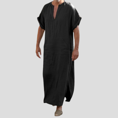 Chilaba con cuello en pico