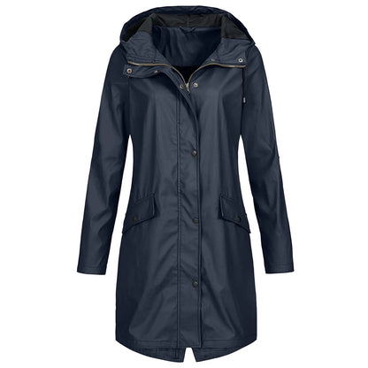 Chubasquero largo impermeable con capucha