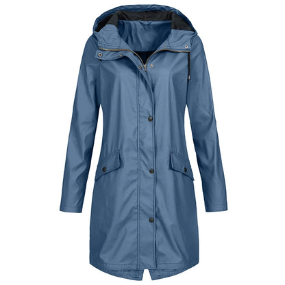 Chubasquero largo impermeable con capucha