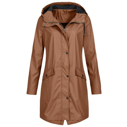 Chubasquero largo impermeable con capucha