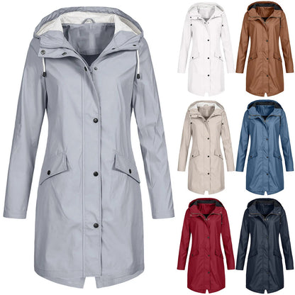 Chubasquero largo impermeable con capucha
