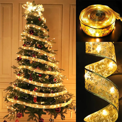 Cinta navideña con luces LED para decoración