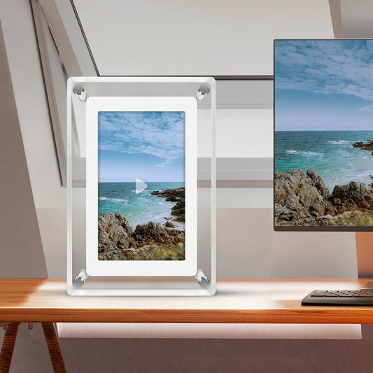 ClearFrame | Marco Digital de Fotos Acrílico | Pantalla IPS Portátil con Batería Incorporada