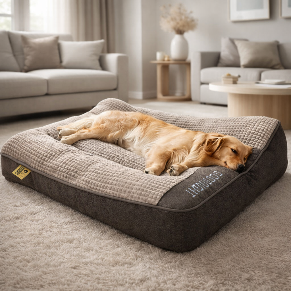 Cojín ortopédico grande para perros – Cama de lujo de espuma viscoelástica con reposacabezas