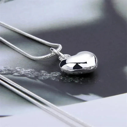 Collar de Cadena de Serpiente de Plata de Ley 925 con Colgante de Corazón Pequeño Macizo de 16-30 Pulgadas para Mujer, Joyería de Moda para Boda