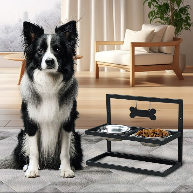 Comedero elevado para perros con 2 cuencos