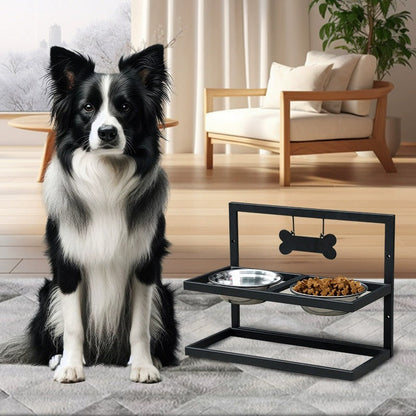 Comedero elevado para perros con 2 cuencos