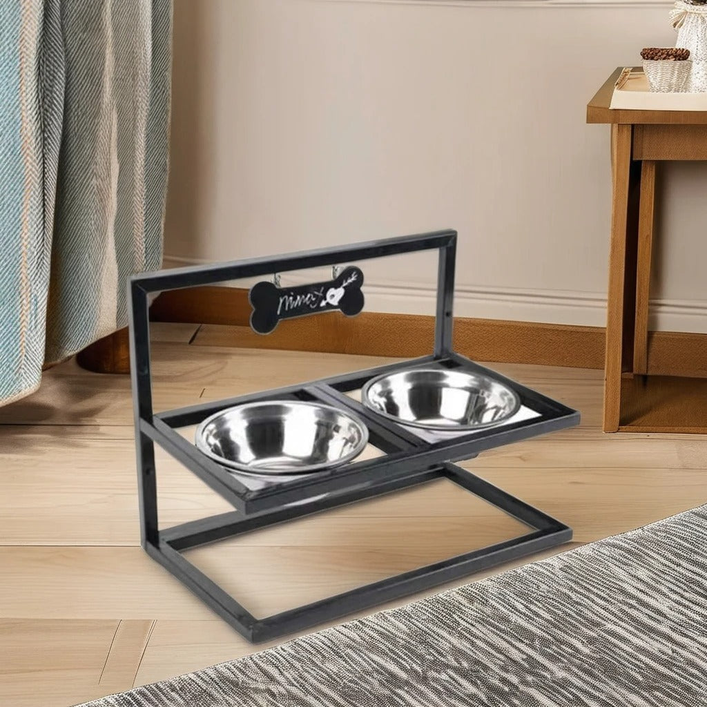 Comedero elevado para perros con 2 cuencos