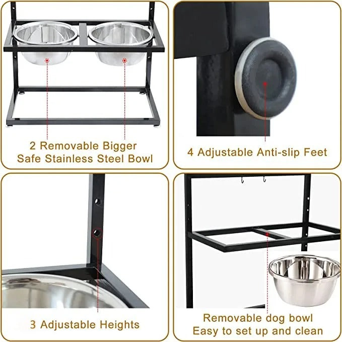 Comedero elevado para perros con 2 cuencos