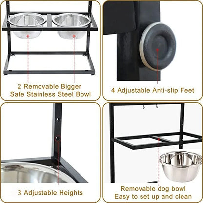 Comedero elevado para perros con 2 cuencos