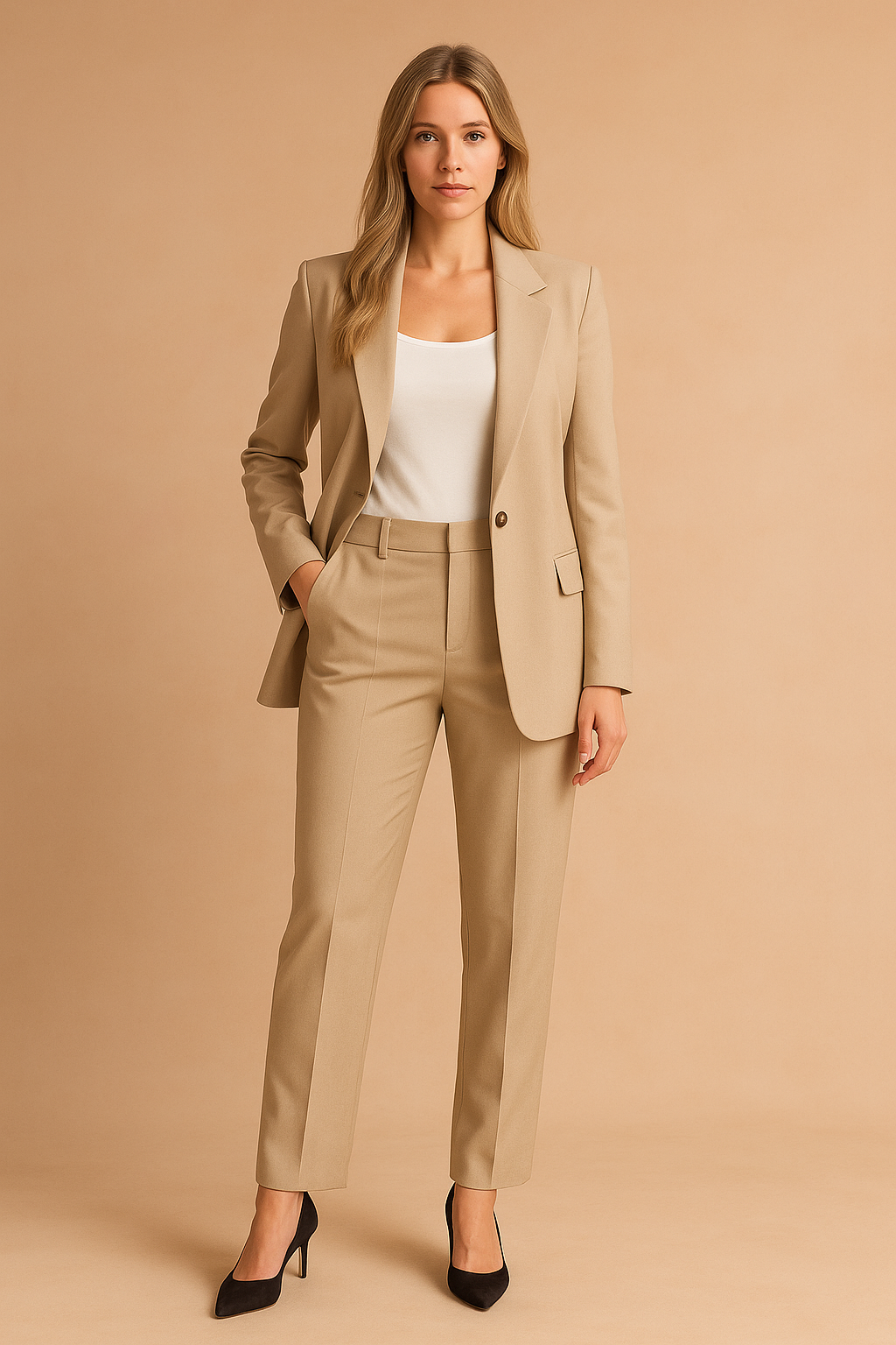 Conjunto clásico de blazer y pantalón para mujer