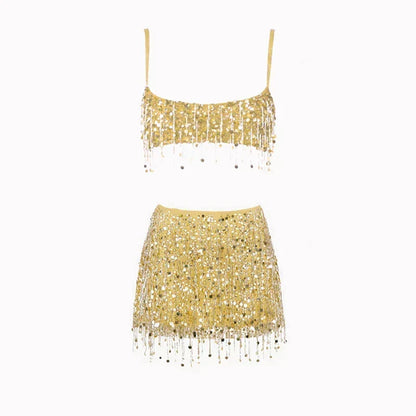 Conjunto de bikini con flecos de lentejuelas