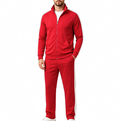 Conjunto de chándal deportivo para hombre con franjas a contraste, chaqueta con cremallera y pantalón de jogger