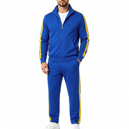 Conjunto de chándal deportivo para hombre con franjas a contraste, chaqueta con cremallera y pantalón de jogger
