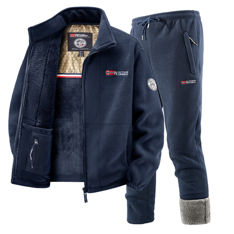 Conjunto de chaqueta polar y pantalón de chándal para mujer