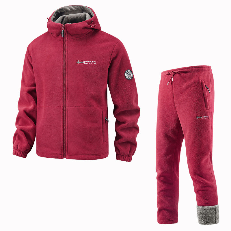 Conjunto de chaqueta polar y pantalón de chándal para mujer