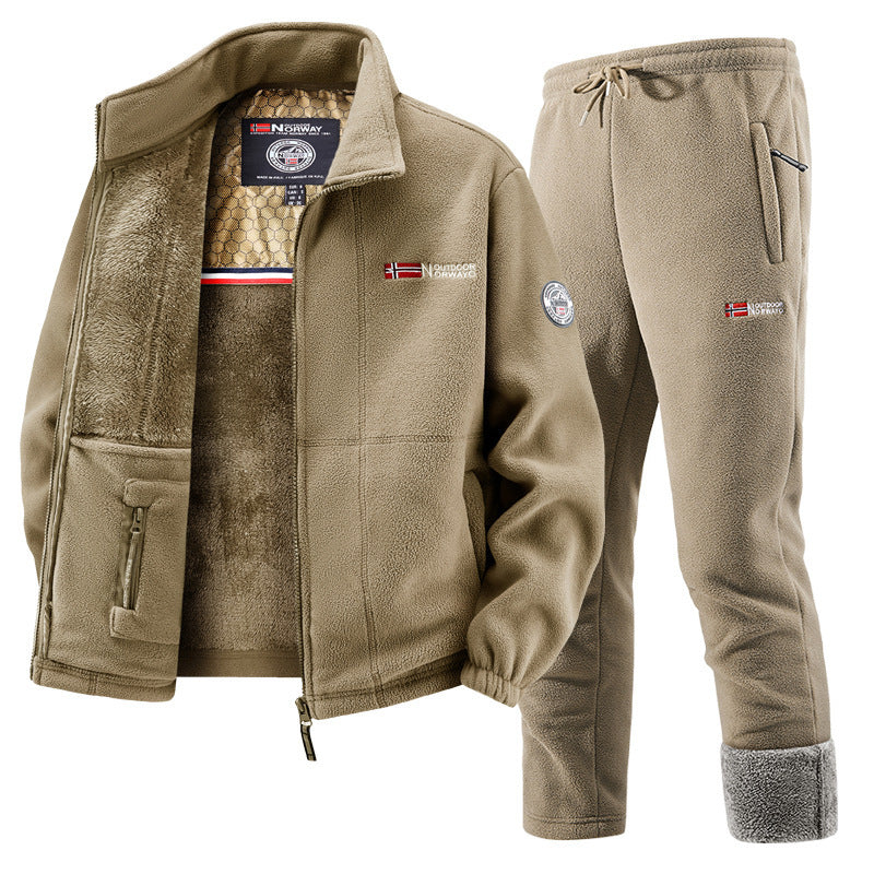 Conjunto de chaqueta polar y pantalón de chándal para mujer