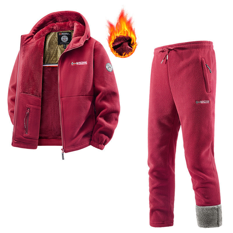 Conjunto de chaqueta polar y pantalón de chándal para mujer