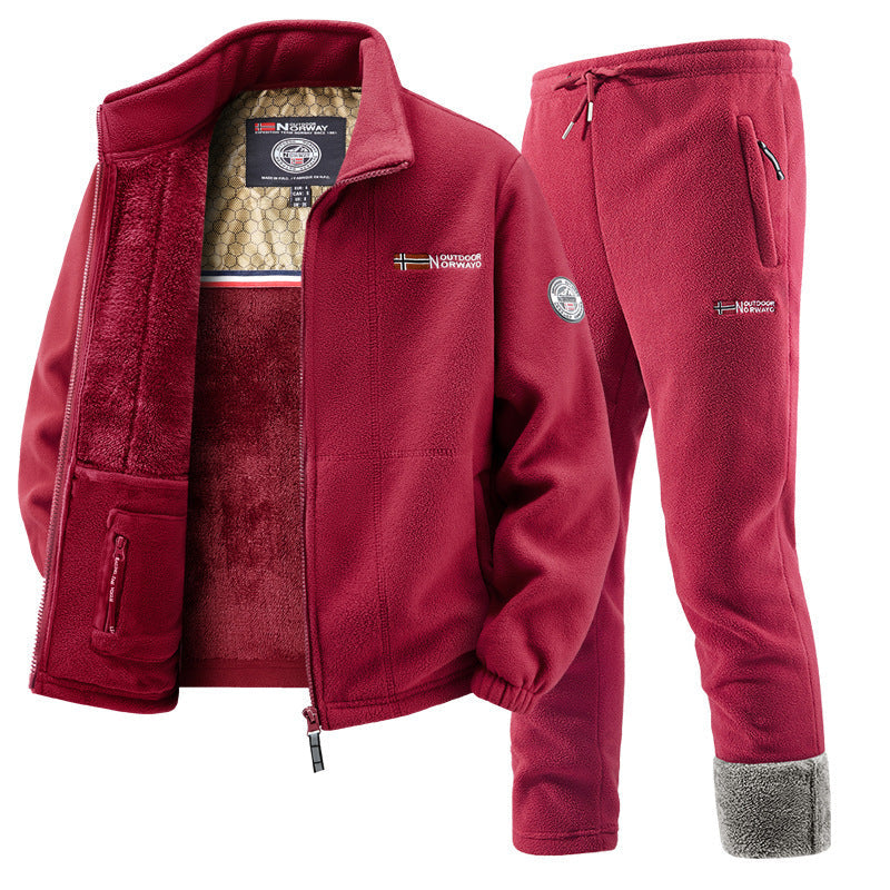 Conjunto de chaqueta polar y pantalón de chándal para mujer