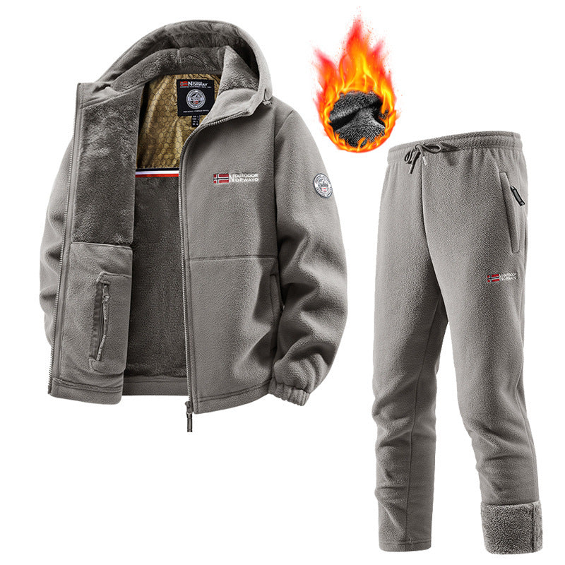 Conjunto de chaqueta polar y pantalón de chándal para mujer