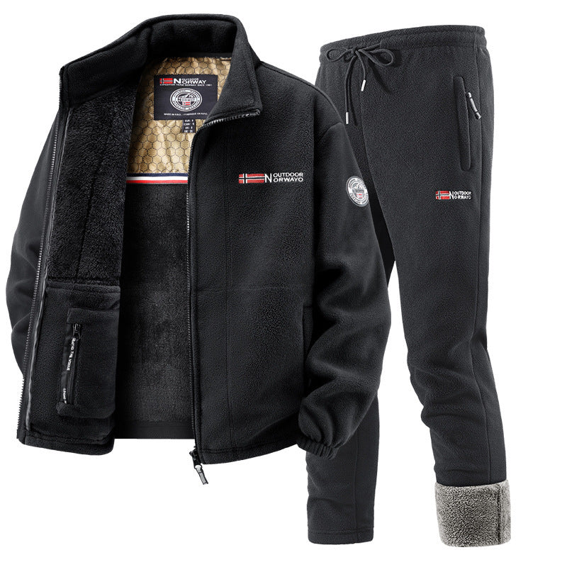 Conjunto de chaqueta polar y pantalón de chándal para mujer