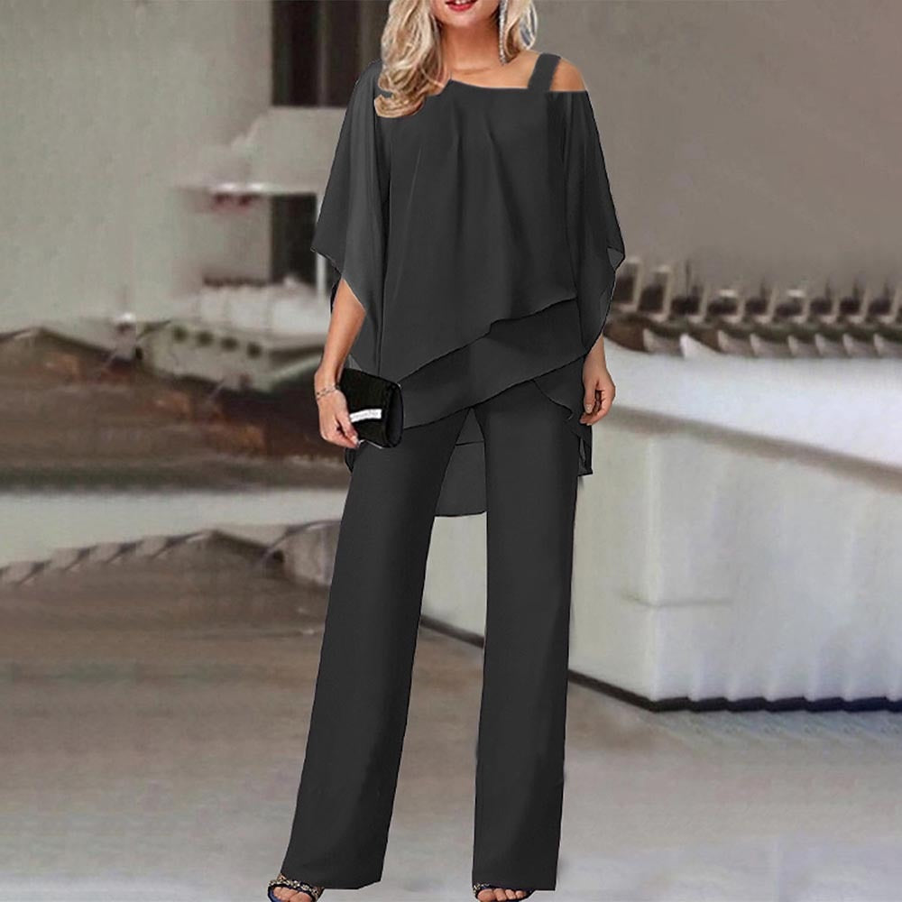 Conjunto de Dos Piezas para Mujeres VierraSol | Mono Elegante con Blusa de Hombro Frío