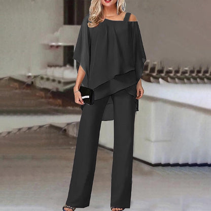 Conjunto de Dos Piezas para Mujeres VierraSol | Mono Elegante con Blusa de Hombro Frío