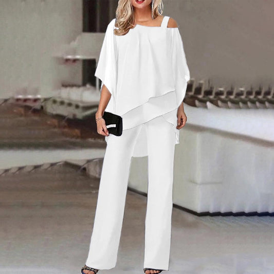 Conjunto de Dos Piezas para Mujeres VierraSol | Mono Elegante con Blusa de Hombro Frío