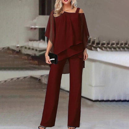 Conjunto de Dos Piezas para Mujeres VierraSol | Mono Elegante con Blusa de Hombro Frío
