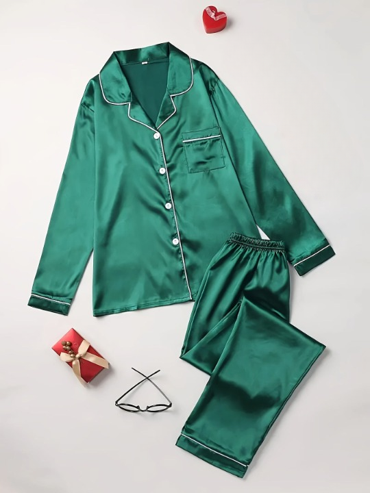 Conjunto de pijama de seda para mujer de corte holgado y diseño elegante