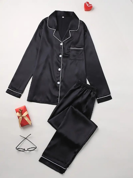 Conjunto de pijama de seda para mujer de corte holgado y diseño elegante