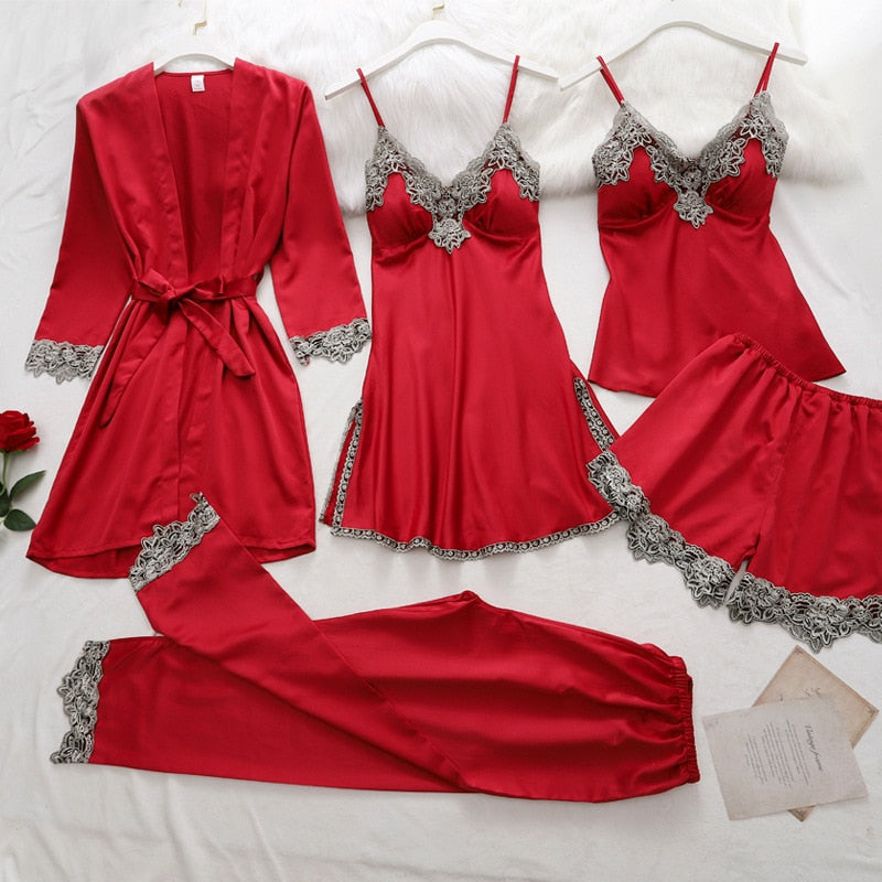 Conjunto de Pijamas de Seda Suave