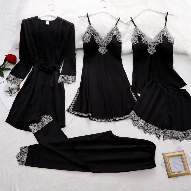 Conjunto de Pijamas de Seda Suave
