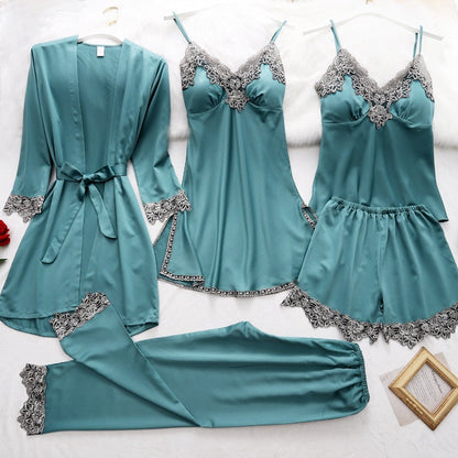 Conjunto de Pijamas de Seda Suave