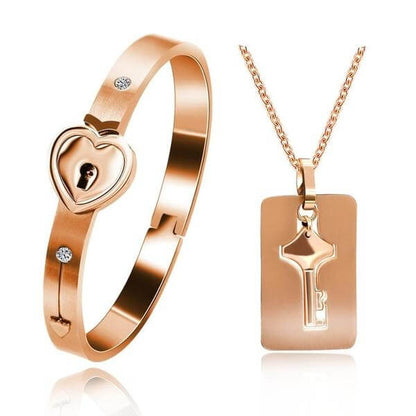 Conjunto de Pulsera + Collar "TÚ ERES LA LLAVE DE MI CORAZÓN"