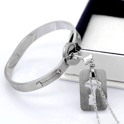 Conjunto de Pulsera + Collar "TÚ ERES LA LLAVE DE MI CORAZÓN"