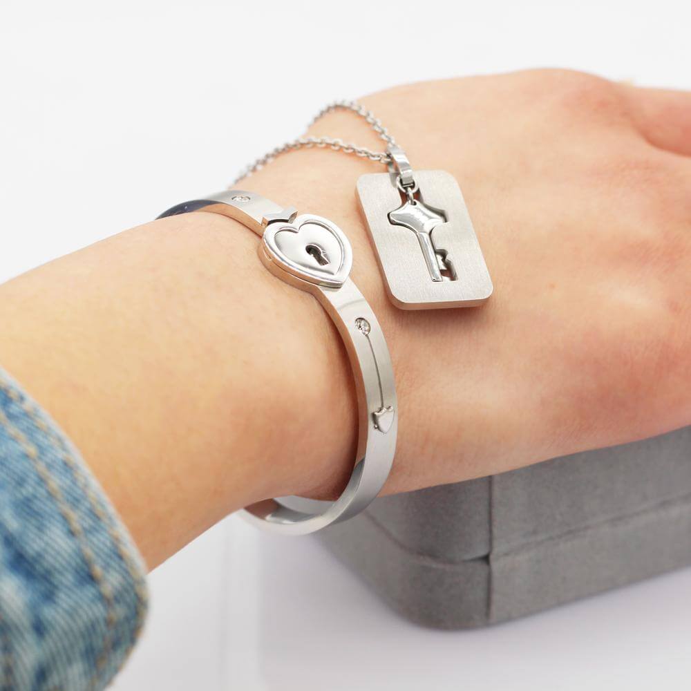 Conjunto de Pulsera + Collar "TÚ ERES LA LLAVE DE MI CORAZÓN"